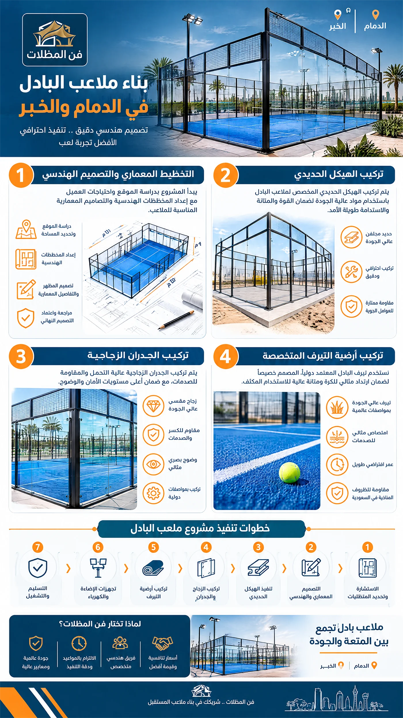 دليل تصميم وانشاء ملاعب البادل بالدمام