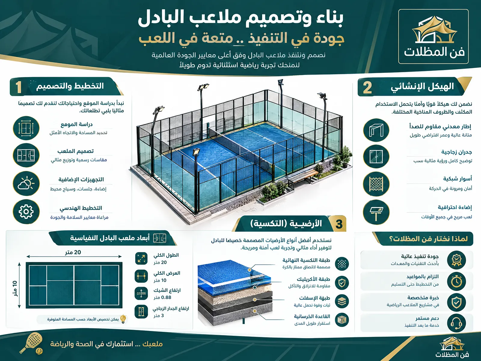 مواصفات انشاء ملعب بادل
